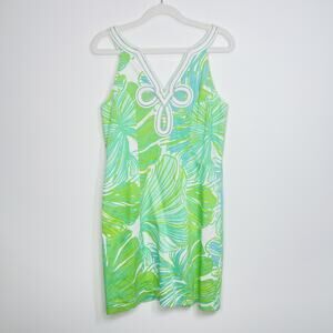 Lilly Pulitzer Tessa Dress Size 2 Green Sheen Fronds Place Soutache Detail Shift